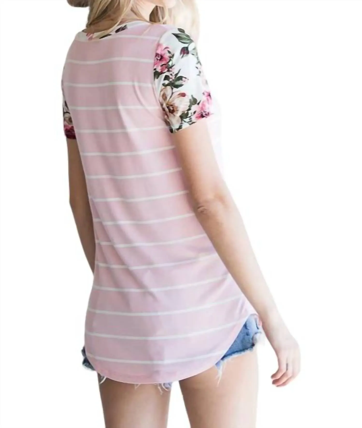 7Th Ray - Floral Stripe Pocket Tee