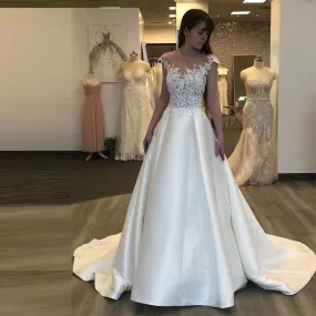 A-line Wedding Dresses with Sheer Scoop Neck