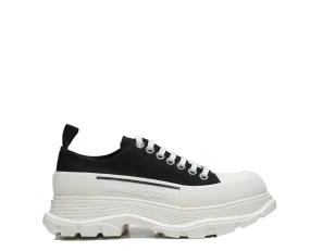 Alexander McQueen Men's Black & White Tread Slick Lace-up Canvas Sneaker 705660