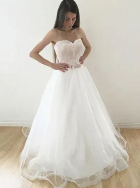 Aline Wedding Dresses,Strapless Wedding Dress,Tulle Wedding Dress,WD00172
