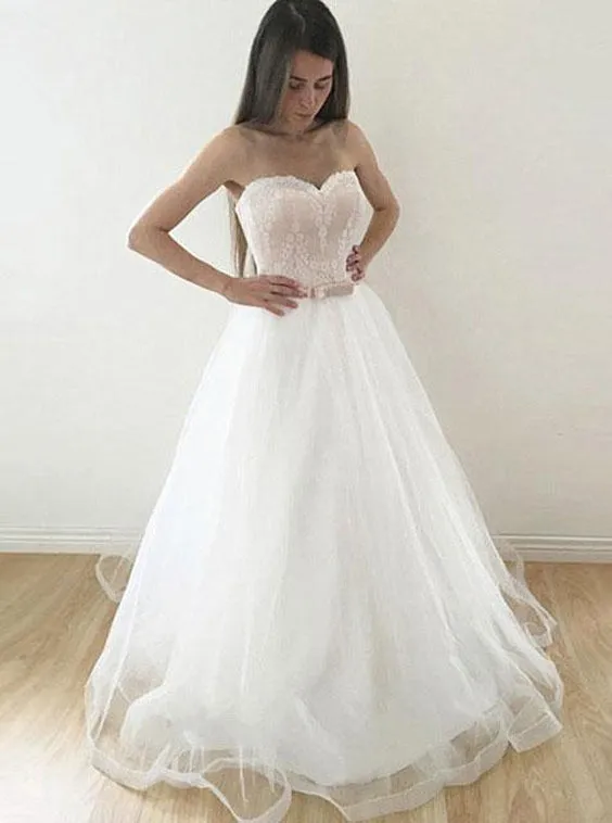 Aline Wedding Dresses,Strapless Wedding Dress,Tulle Wedding Dress,WD00172