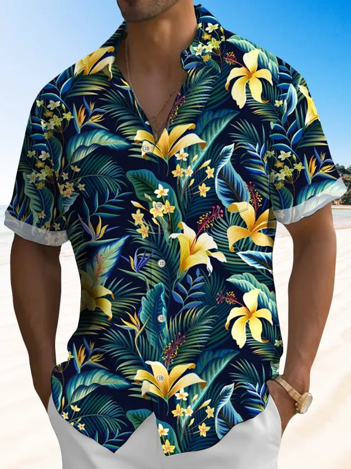 Alohadaddy Beach Vacation Hawaii Tropical Flower Lily Leaf Shirt