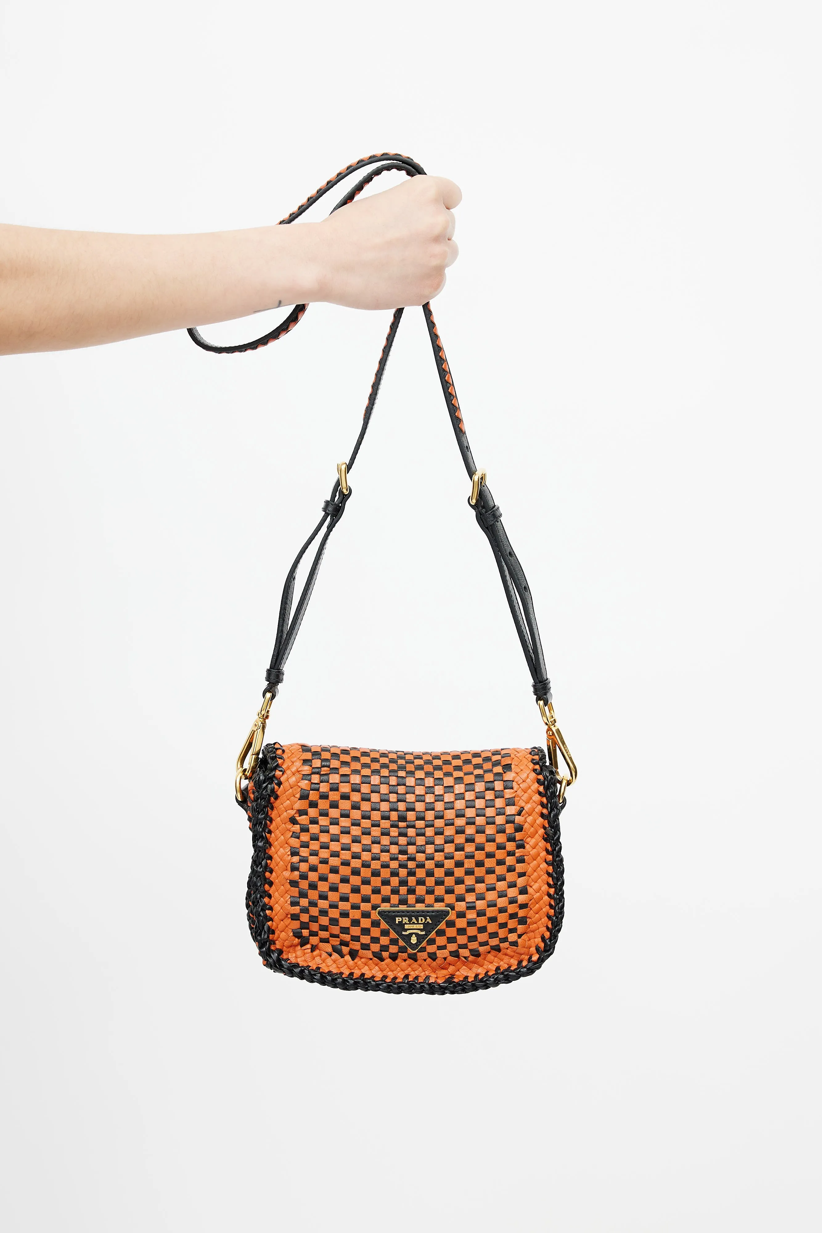 Black & Orange Madras Woven Shoulder Bag