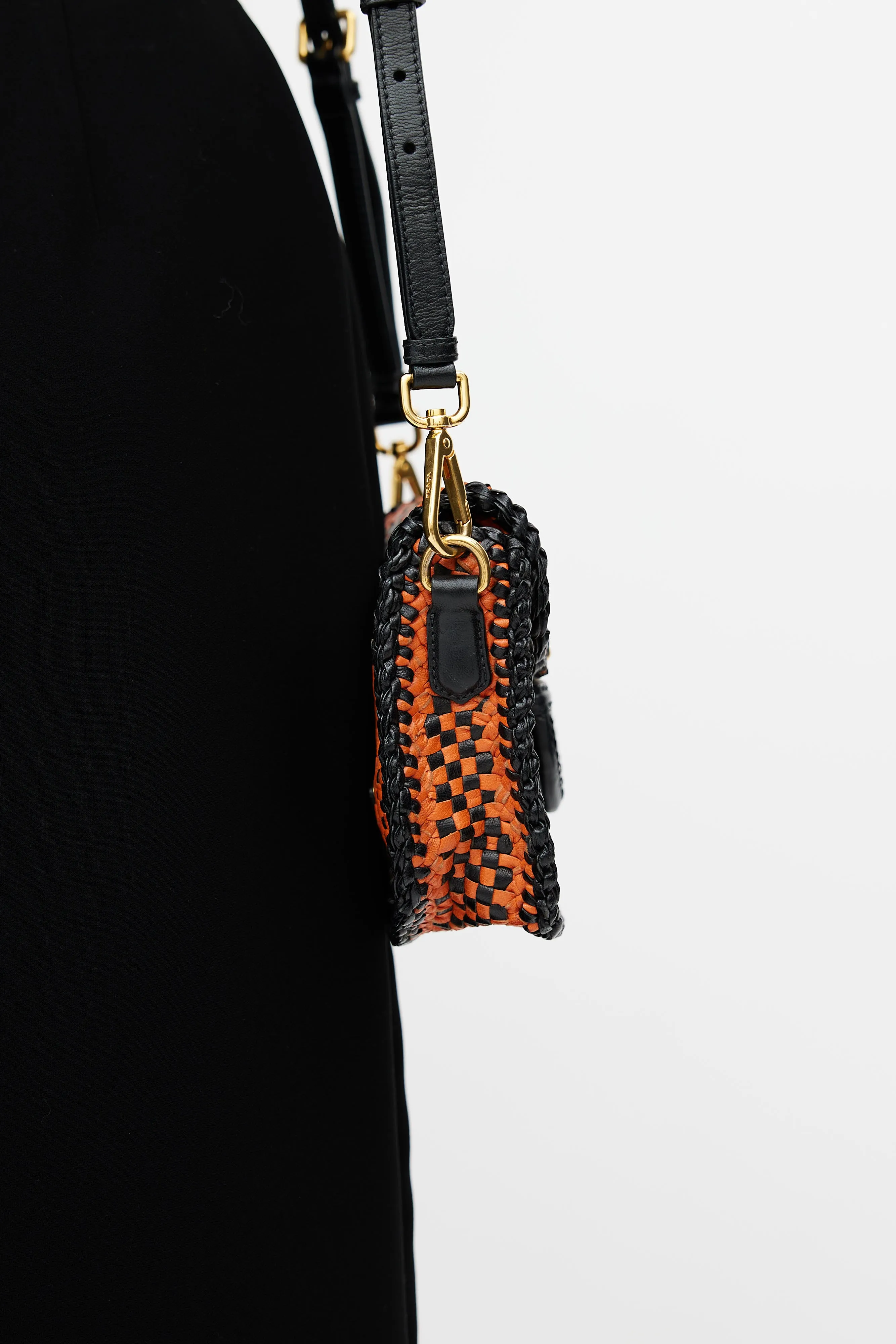 Black & Orange Madras Woven Shoulder Bag