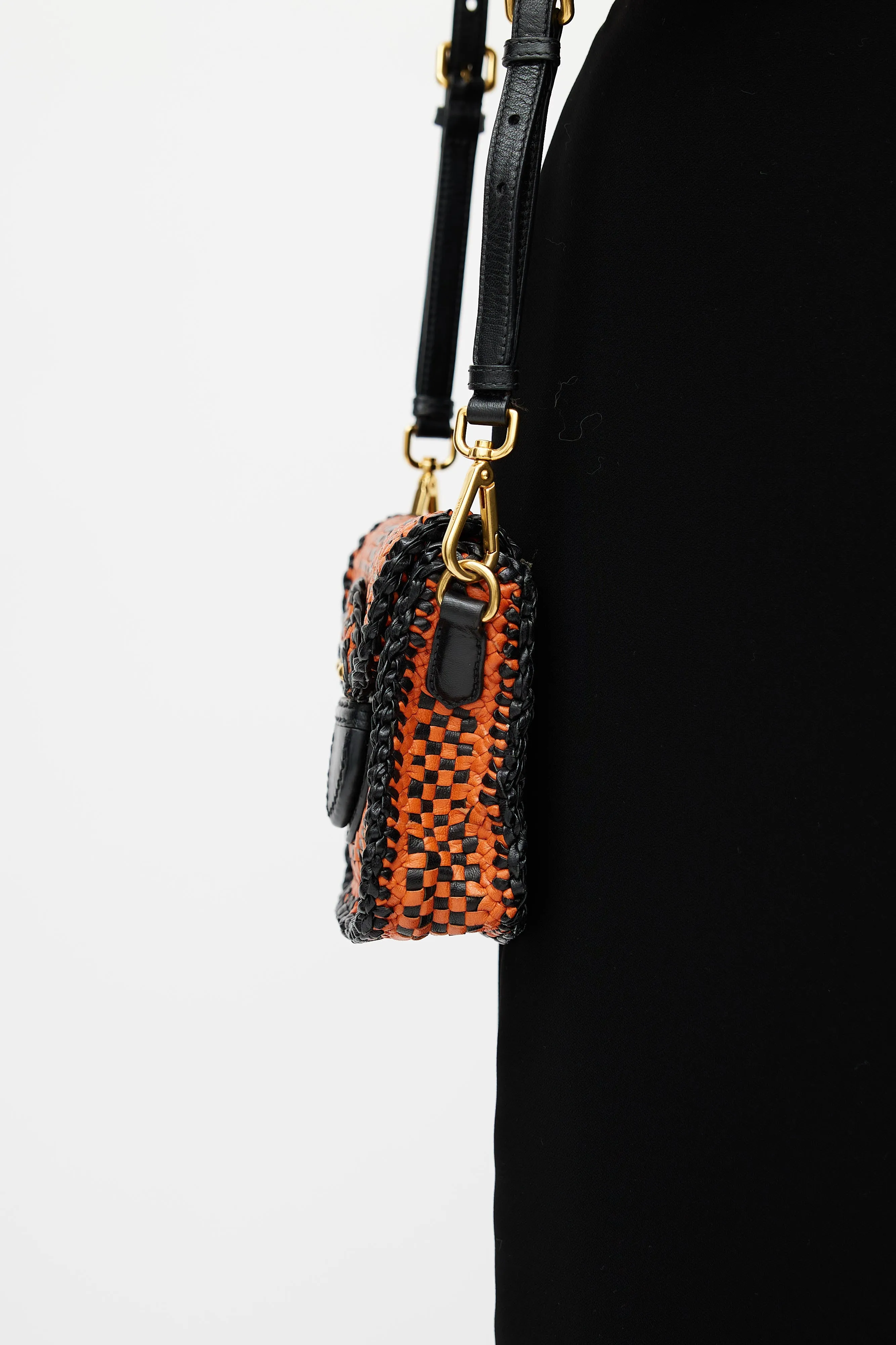 Black & Orange Madras Woven Shoulder Bag
