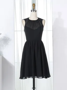 Black Bridesmaid Dresses,Short Bridesmaid Dress,Chiffon Bridesmaid Dress,BD00267