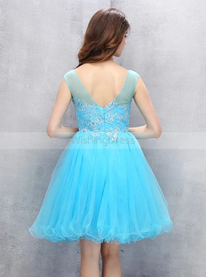Blue Homecoming Dresses,Knee Length Homecoming Dresses,Freshman Homecoming Dress,HC00068