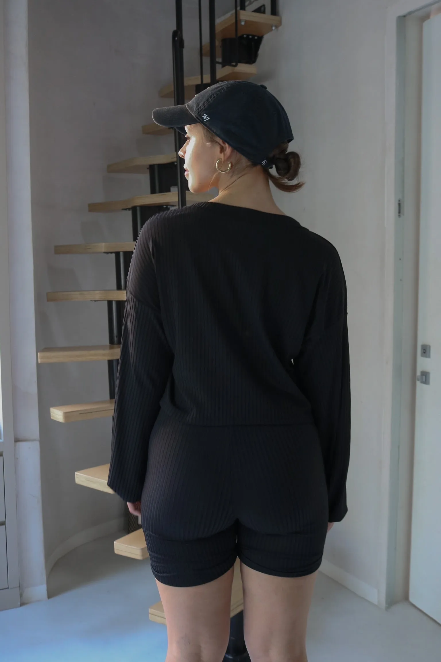 'Boston' Biker Short Set in Black