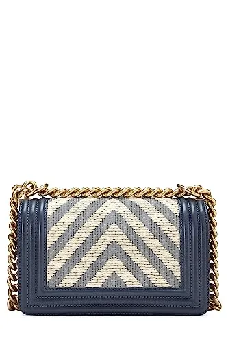 Chanel,  Blue Woven Chevron Boy Bag Small, Blue