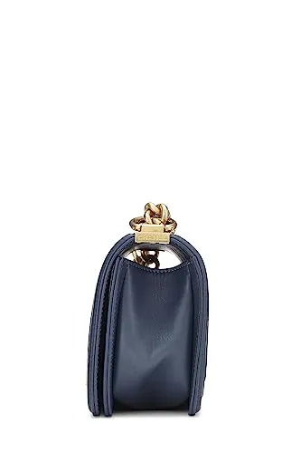 Chanel,  Blue Woven Chevron Boy Bag Small, Blue