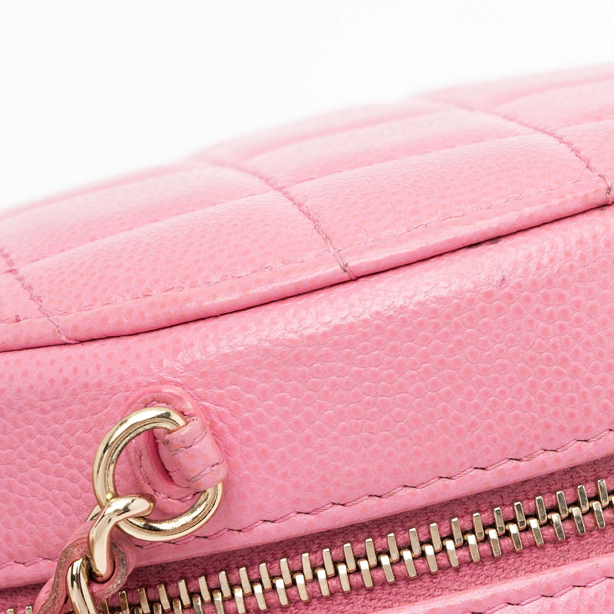 Chanel Caviar Leather Crystal CC Round Clutch with Chain (SHF-FU2AgY)