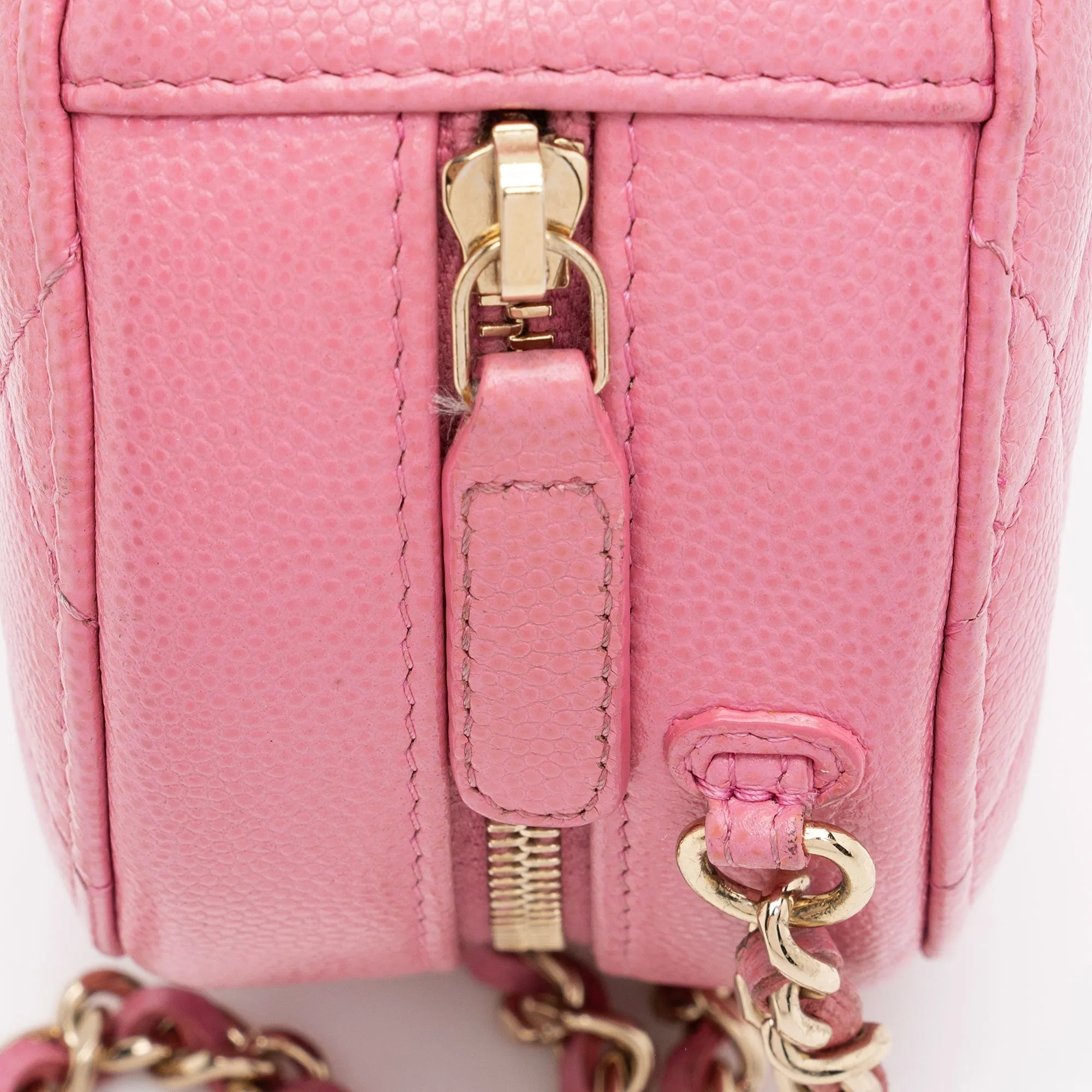 Chanel Caviar Leather Crystal CC Round Clutch with Chain (SHF-FU2AgY)