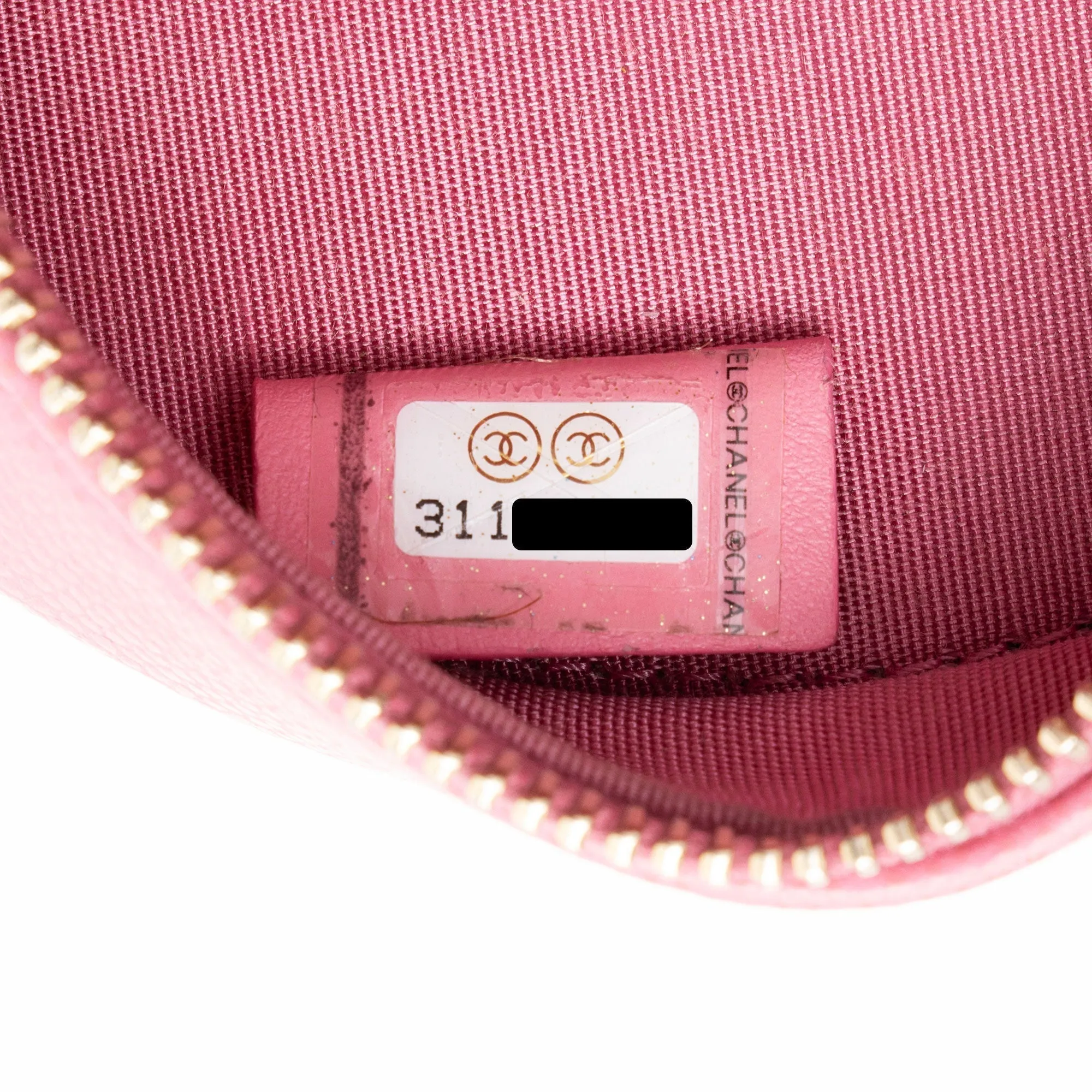 Chanel Caviar Leather Crystal CC Round Clutch with Chain (SHF-FU2AgY)