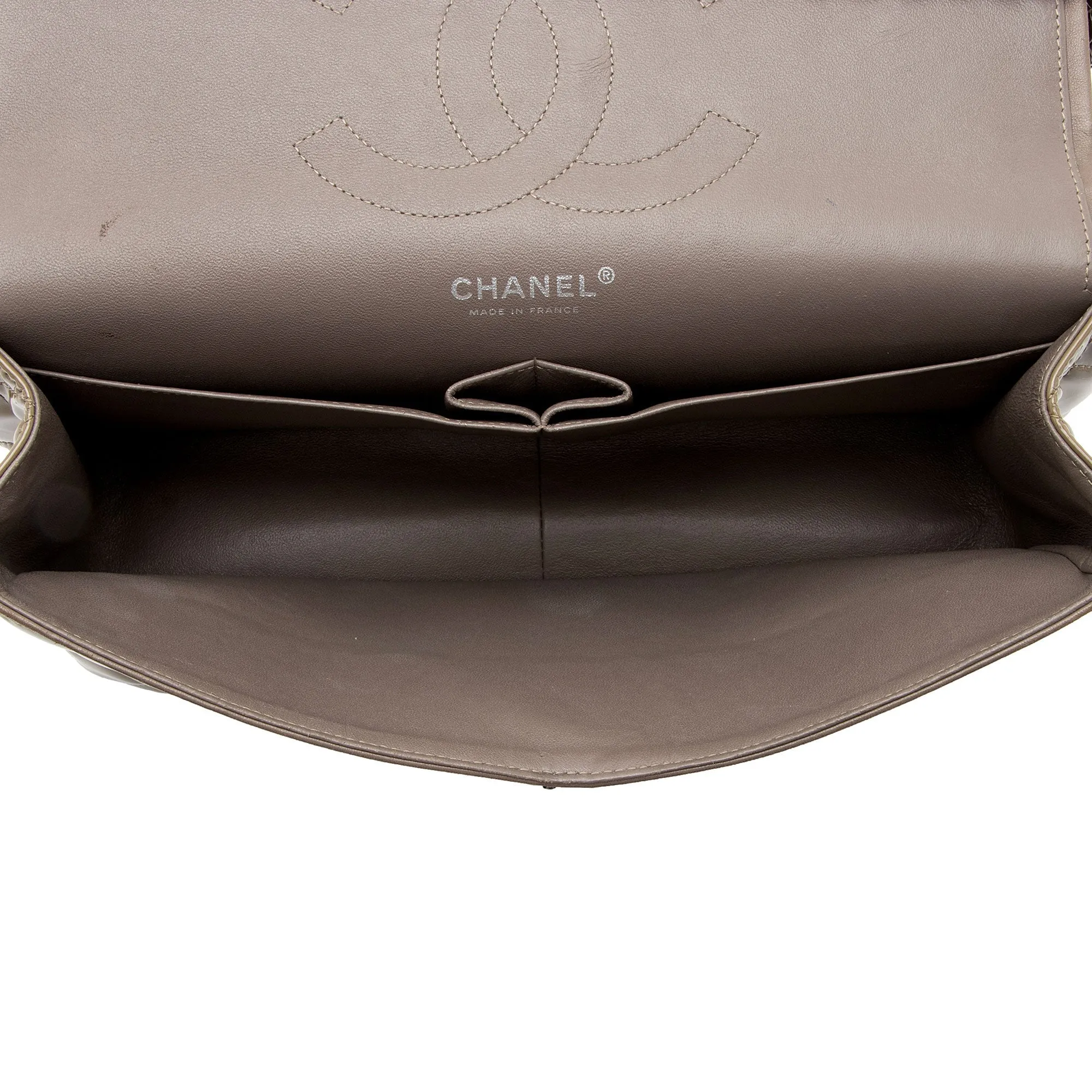 Chanel Patent Leather Classic Jumbo Double Flap Bag (SHF-jE6UCt)