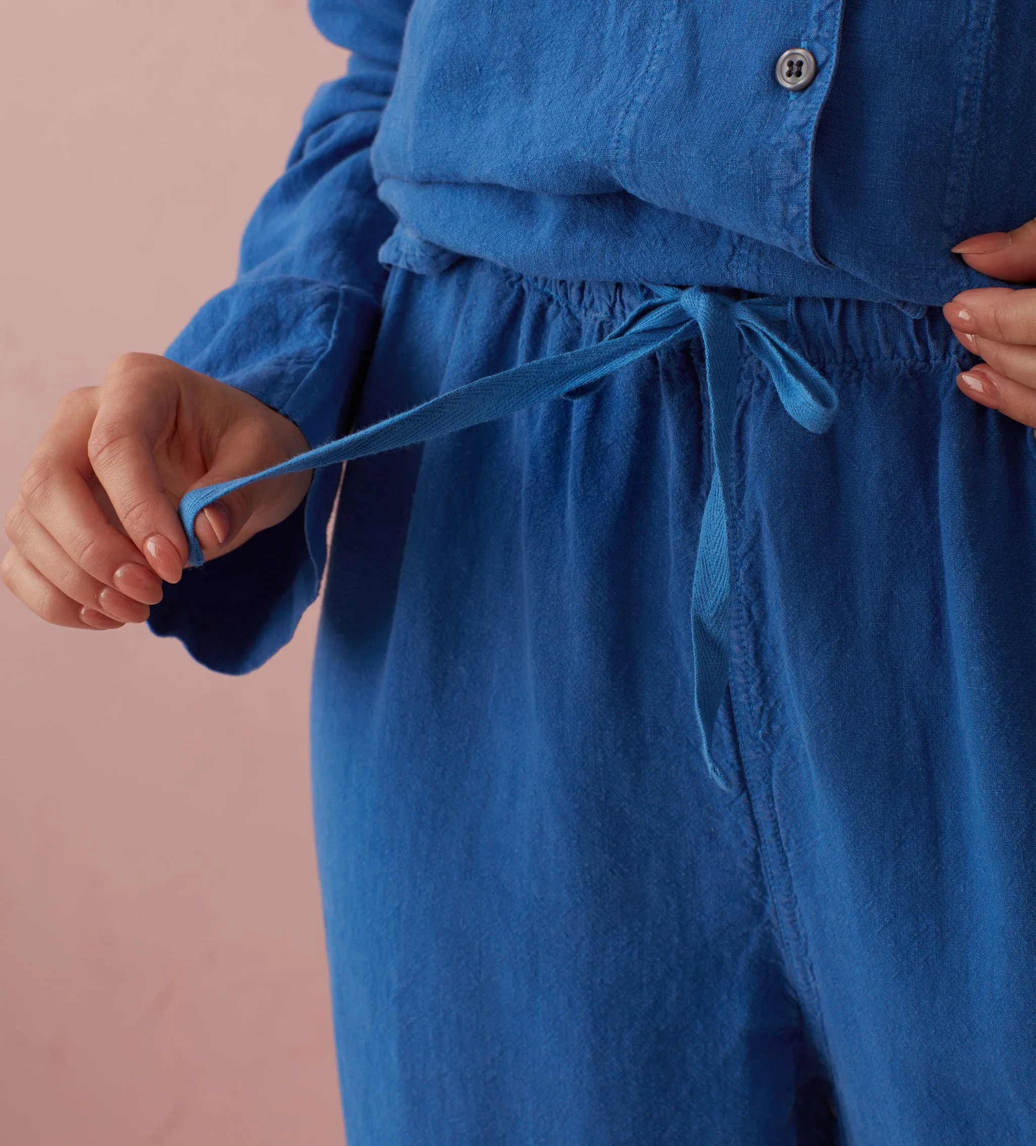 Cobalt Tilly 100% Linen Pyjama Bottoms
