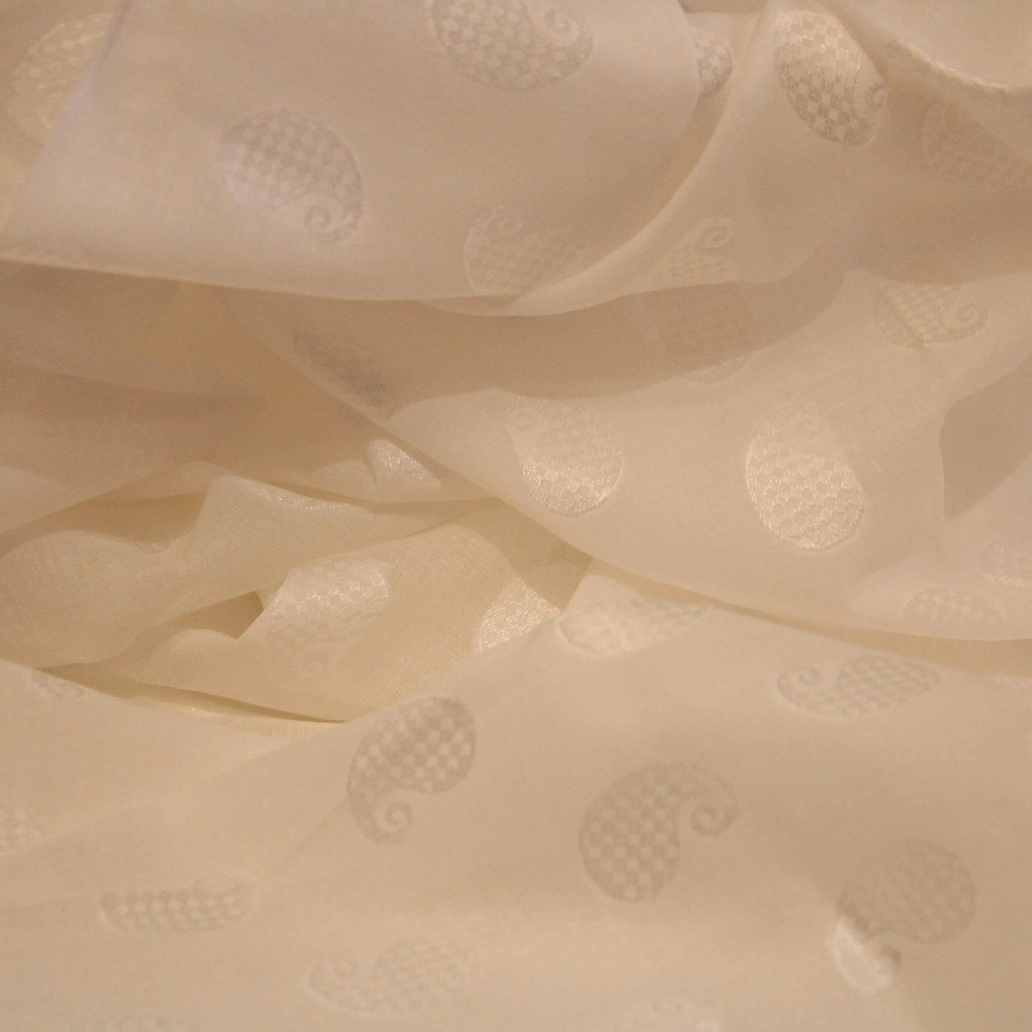 Dream weave - Cotton White Paisley Woven Fabric
