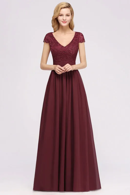 Elegant Lace Open-Back Burgundy Bridesmaid Dresses