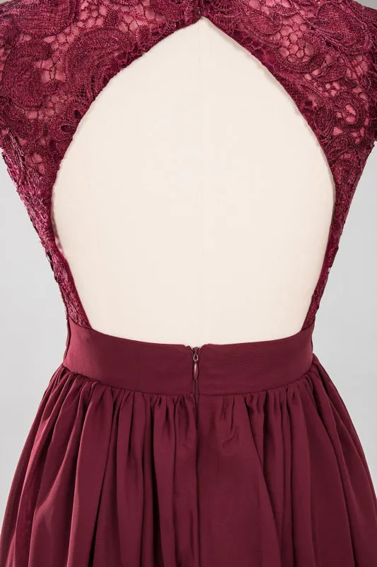 Elegant Lace Open-Back Burgundy Bridesmaid Dresses
