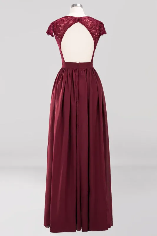 Elegant Lace Open-Back Burgundy Bridesmaid Dresses