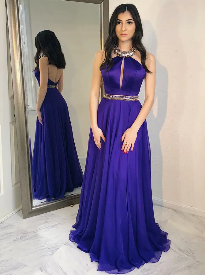 Formal Prom Dress,Halter Prom Dress,Chiffon Prom Dresses,Backless Prom Dress,PD00232
