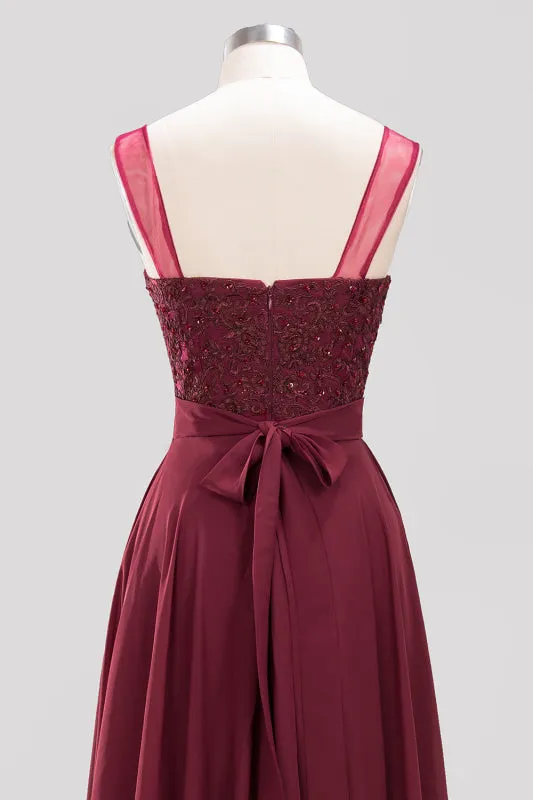Gorgeous Jewel Neck Pink Bridesmaid Dress with Beadings