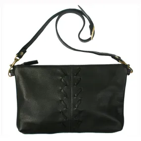 Laced Detail Bag  - Black Leather