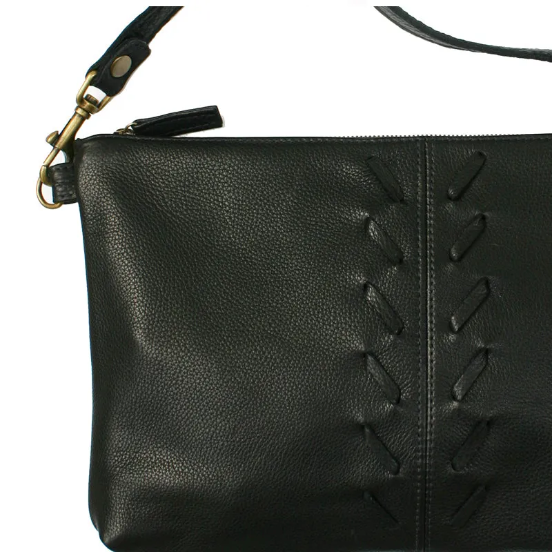 Laced Detail Bag  - Black Leather
