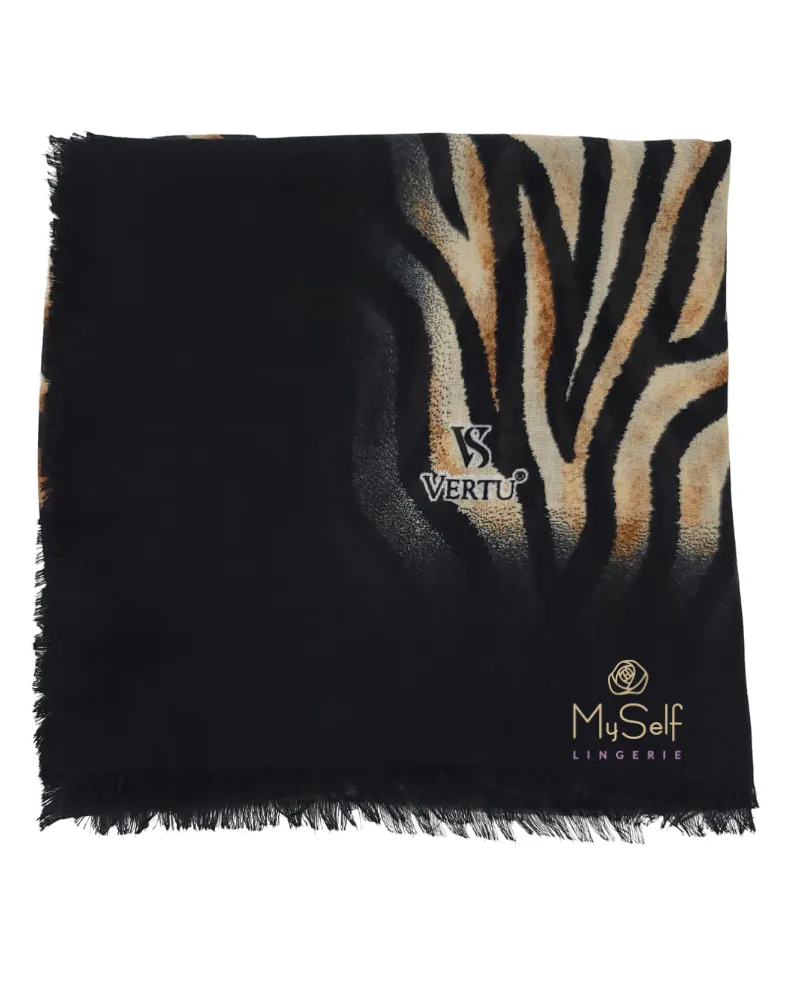 Lizi Headwear Brown/Black Zebra Square Scarf with Light Non Slip Grip