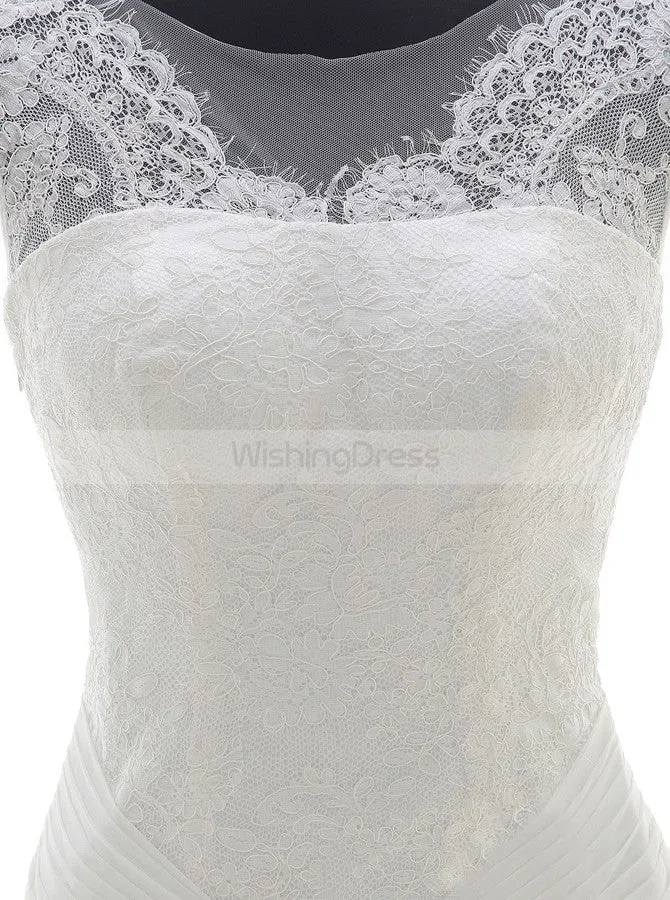 Mermaid Wedding Dresses,Lace Chiffon Wedding Dress,White Wedding Gown,WD00026