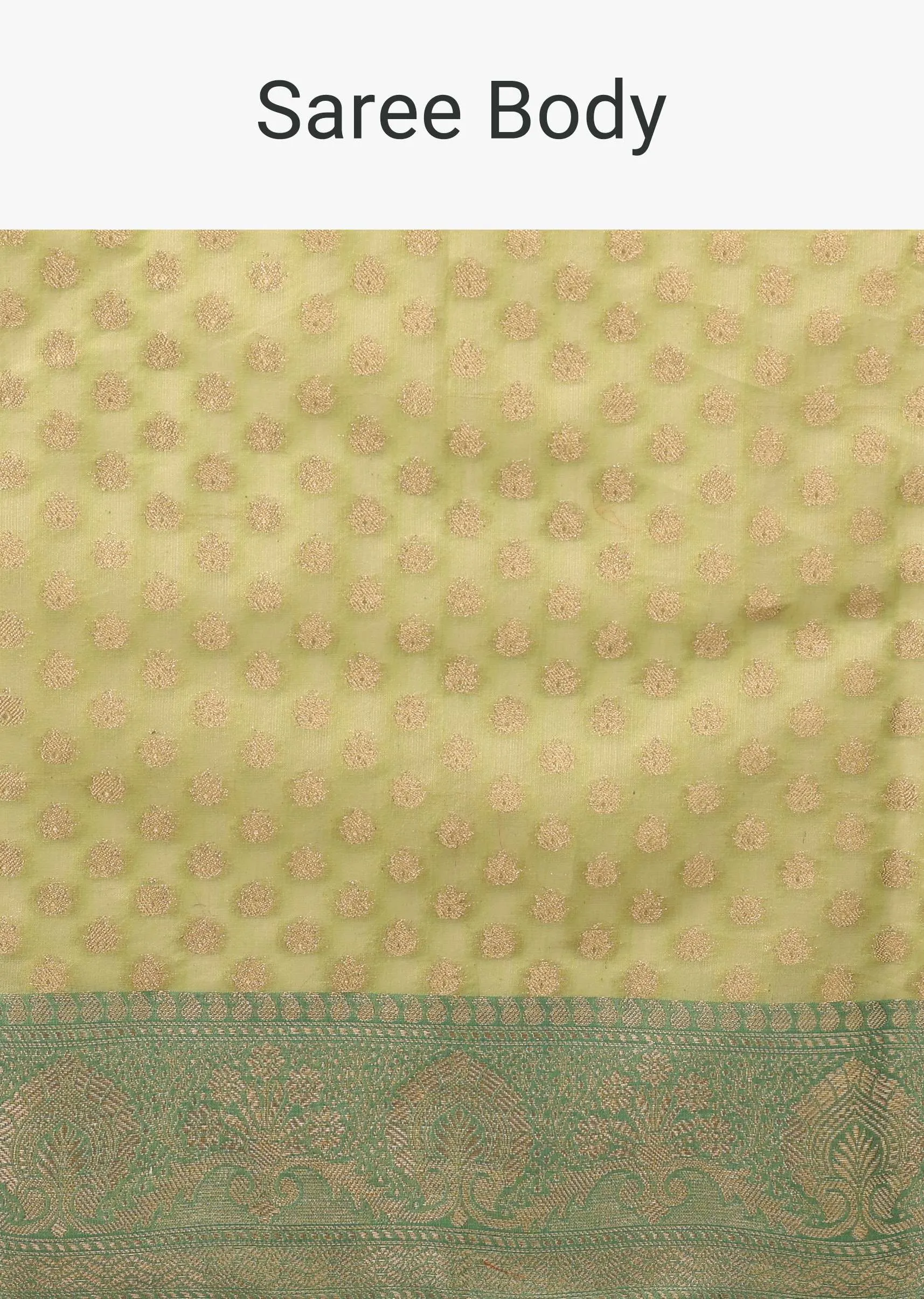 Mint Green Saree In Banarsi Chanderi And Pure Handloom Cotton