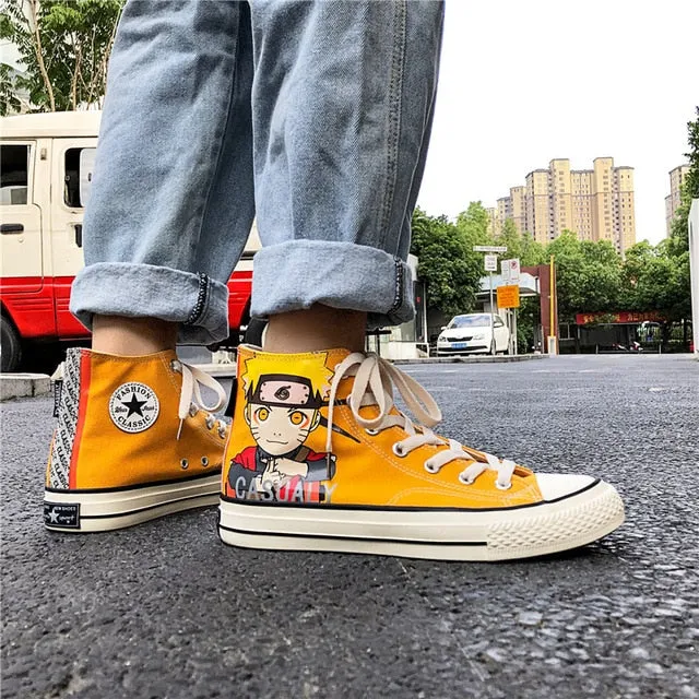 PLAYSWICH Anime Naruto Canvas Shoes Sasuke Men Vulcanized Shoes Kakashi Sneakers