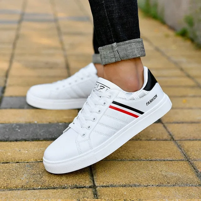 PLAYSWICH White Shoes Men Leather Sneakers  2020 Spring Runway Vulcanized Shoes Man's Sneakers