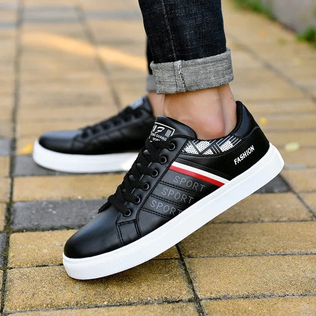 PLAYSWICH White Shoes Men Leather Sneakers  2020 Spring Runway Vulcanized Shoes Man's Sneakers