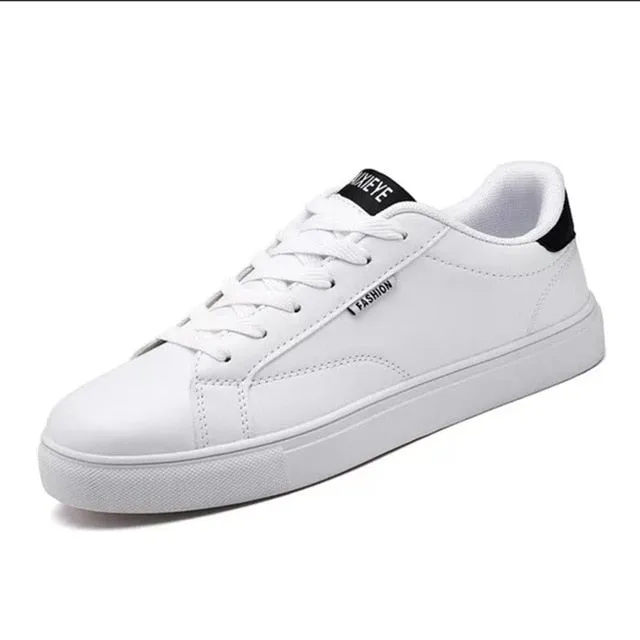 PLAYSWICH White Shoes Men Leather Sneakers  2020 Spring Runway Vulcanized Shoes Man's Sneakers