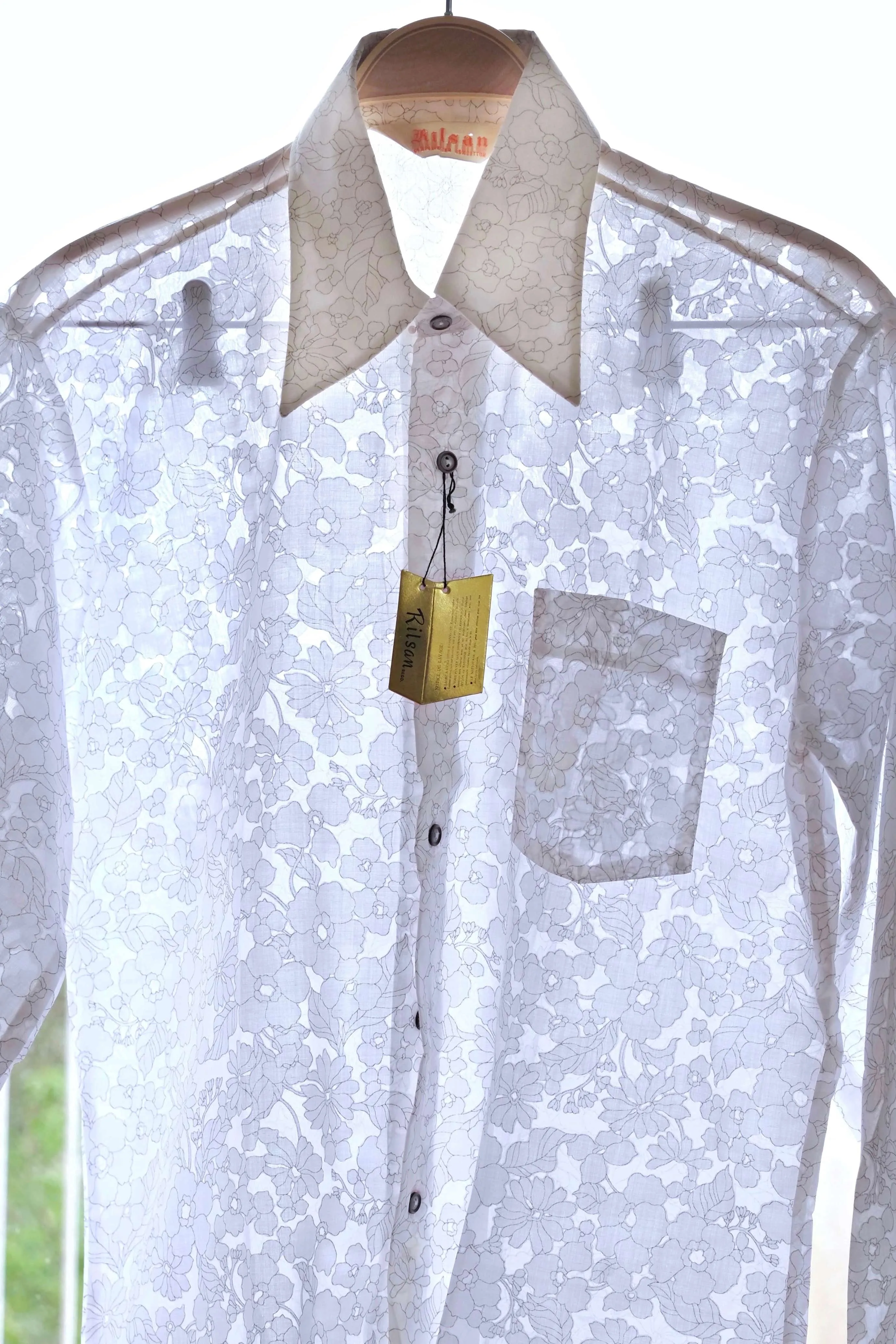 RILSAN See-Through White Floral 70's Shirt