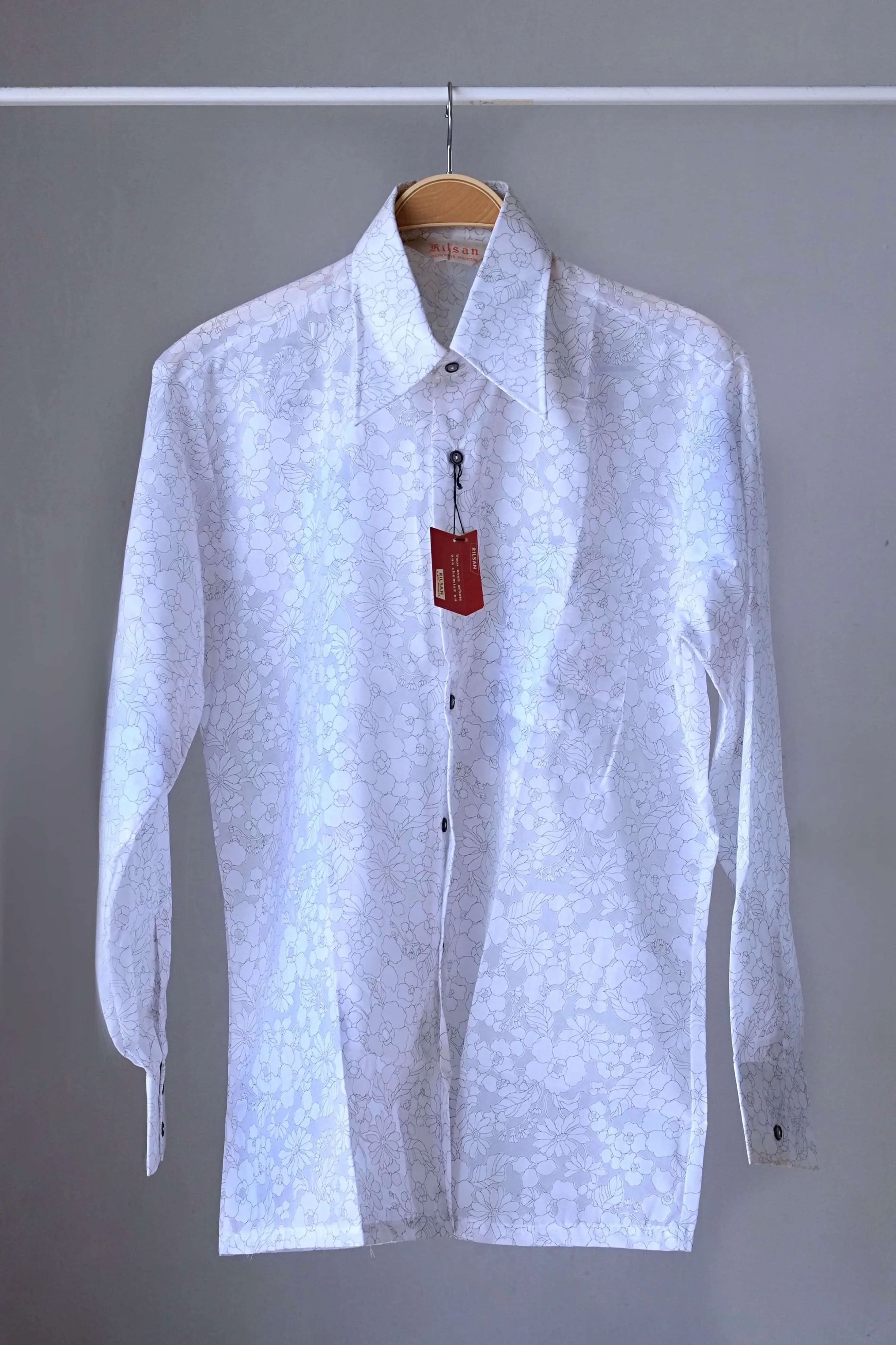 RILSAN See-Through White Floral 70's Shirt