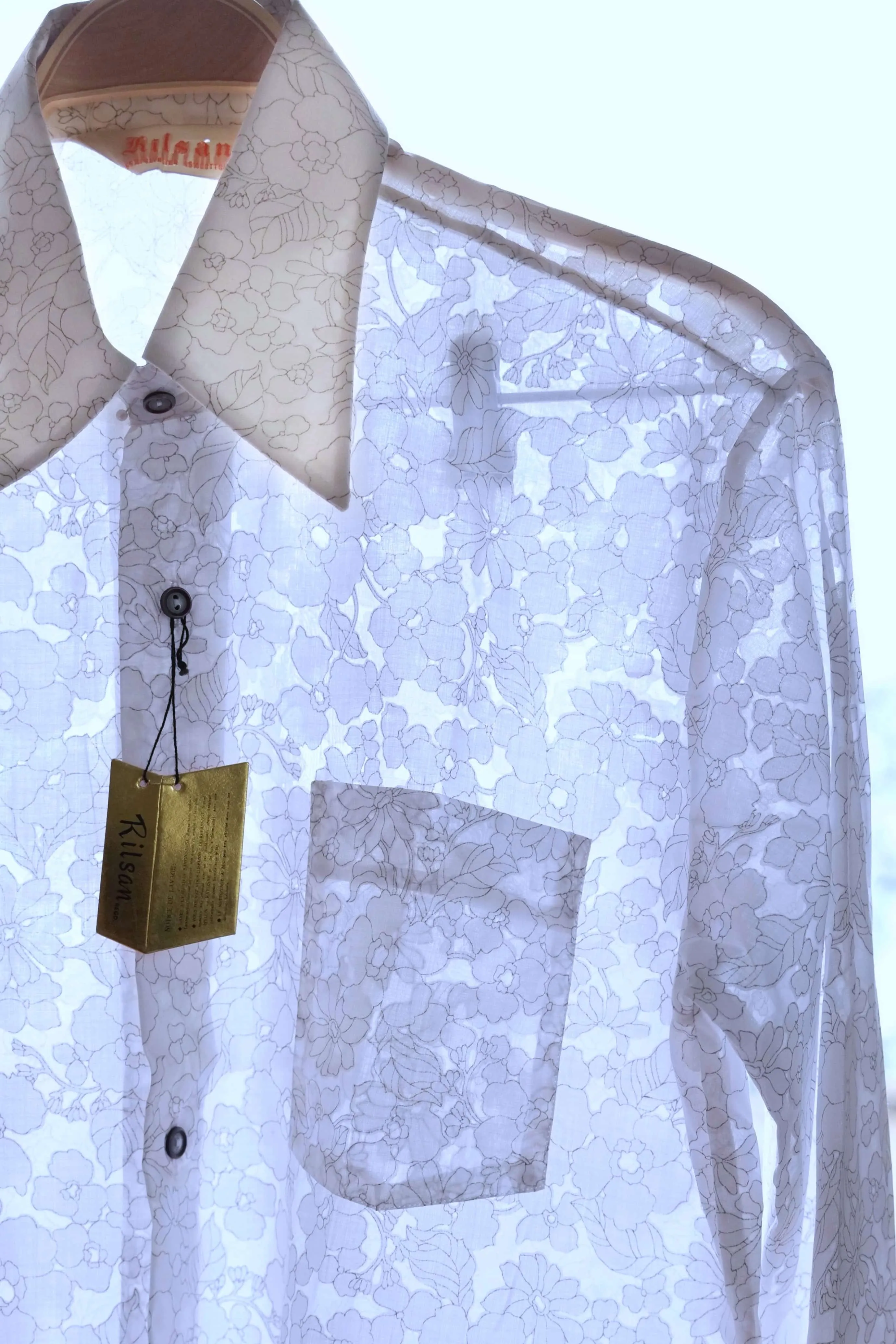 RILSAN See-Through White Floral 70's Shirt