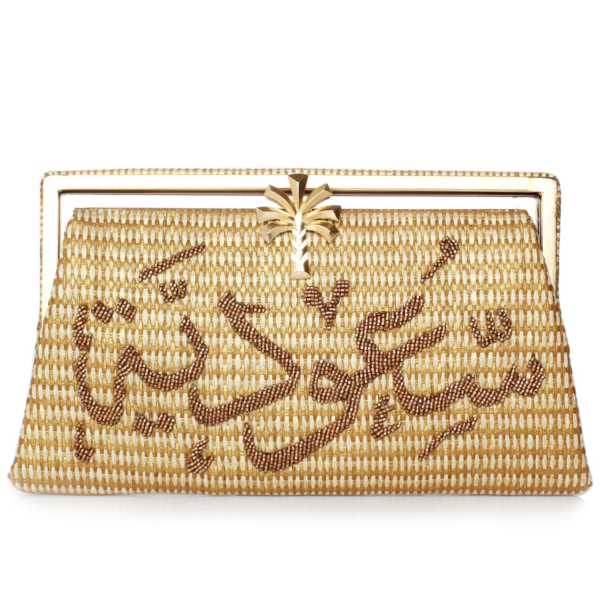 SAOUDIYAH ON GOLD STRAW GRACE CLUTCH