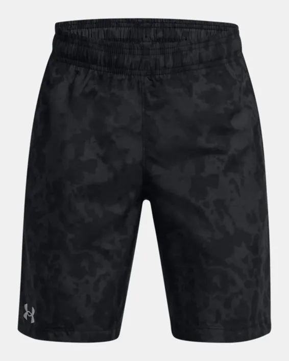 Under Armour Boys Tech  Woven Printed Shorts Black/Mod Grey